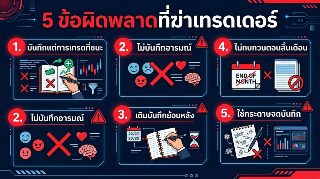 5 ความผิดพลาดของเทรดเดอร์เวลาจด Trading Journal