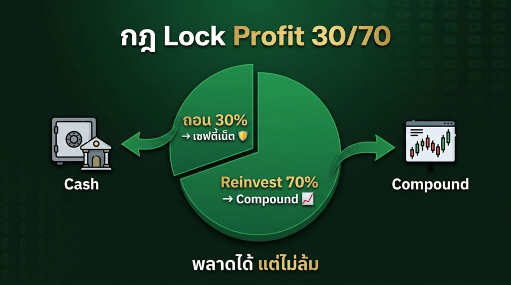 กฎ Lock Profit 30/70 — ถอน 30% Reinvest 70% เพื่อความปลอดภัย