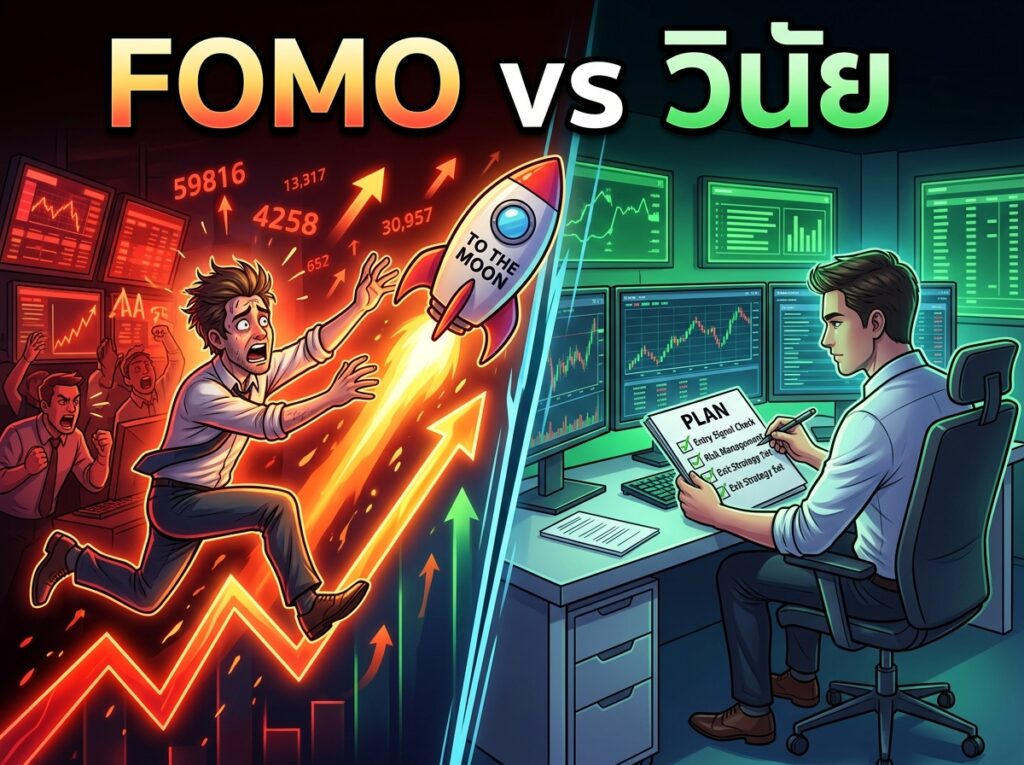 FOMO กับวินัยการเทรด เปรียบเทียบ