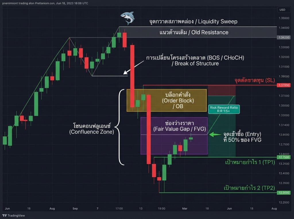 FVG + Order Block + Liquidity Sweep Confluence SMC